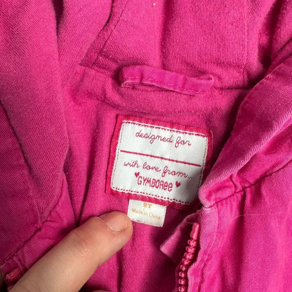 Gymboree Fuchsia Hooded Lightweight Zip Up Jacket Sz 2T